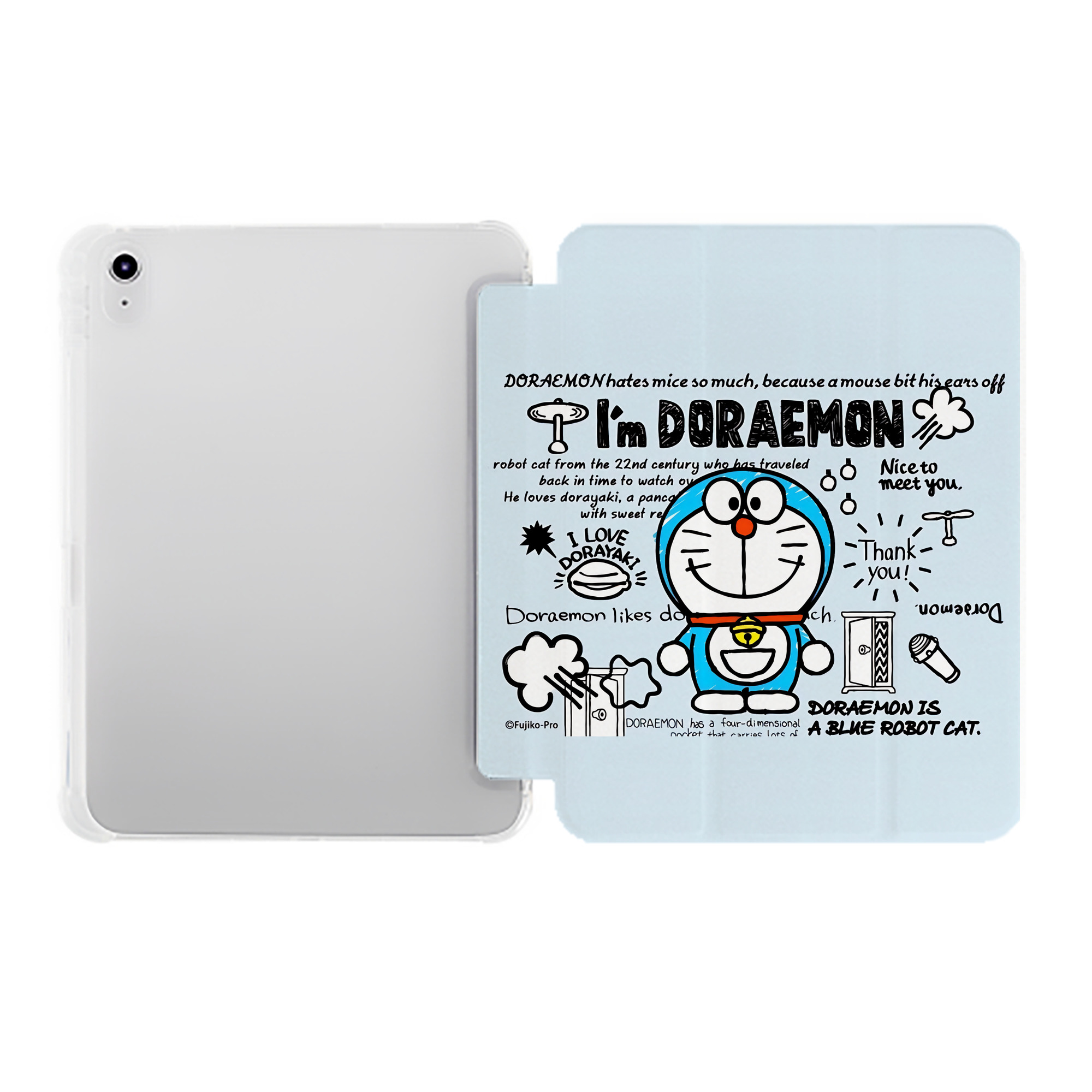（画像用） ドラえもん Doraemon IPad ケース ペン収納付き 三つ折りスタンド PUレザー×シリコン 対応機種9.5/10.5/10.9インチ